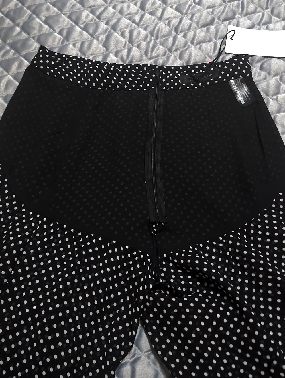 Zara Zw Collection Polka Dot Wide-Leg Semi-sheer Tiered High Waist Pants Sz-M - Picture 12 of 15